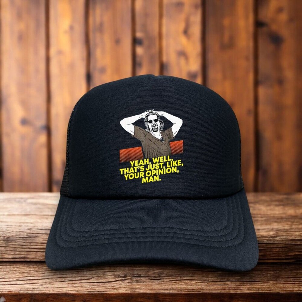 The Big Lebowski Your Opinion Man Unisex Trucker Hat Black Snapback 90s Cult
